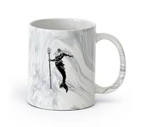 AYUEHBN Ceramics Ceramic Coffee Cup Poseidon God Fantasy Marine Nautical Trident （11oz/320ml） Dishwasher Microwave Safe,for Office and Home Marble Black