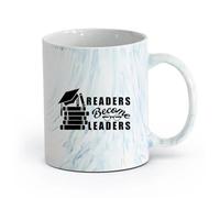 AYUEHBN Ceramics Ceramic Coffee Cup Readers Become Leaders Motivation Quote Books （11oz/320ml） Dishwasher Microwave Safe,for Office and Home Marble Blue