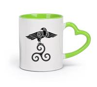 AYUEHBN Ceramics Ceramic Coffee Cup Triskel Celtic Symbol Ornament Bird Raven （11oz/320ml） Ceramic Coffee Mug for Cappuccino Tea, Milk, Green