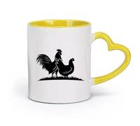 AYUEHBN Ceramics Ceramic Coffee Mug Birds Farm Animals Village Rooster Chicken （11oz/320ml） Stylish & Durable - Microwave & Dishwasher Safe Yellow