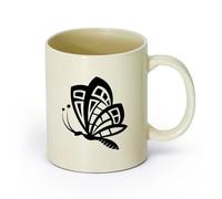 AYUEHBN Ceramics Ceramic Coffee Mug Butterfly Animals Insects Flower Patterns Wings Flying （11oz/320ml） Dishwasher Safe Light Yellow