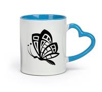 AYUEHBN Ceramics Ceramic Coffee Mug Butterfly Animals Insects Flower Patterns Wings Flying （11oz/320ml） Dishwasher Safe Blue