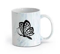 AYUEHBN Ceramics Ceramic Coffee Mug Butterfly Animals Insects Flower Patterns Wings Flying （11oz/320ml） Dishwasher Safe Marble Blue