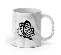 AYUEHBN Ceramics Ceramic Coffee Mug Butterfly Animals Insects Flower Patterns Wings Flying （11oz/320ml） Dishwasher Safe Marble Black