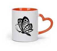 AYUEHBN Ceramics Ceramic Coffee Mug Butterfly Animals Insects Flower Patterns Wings Flying （11oz/320ml） Dishwasher Safe Orange