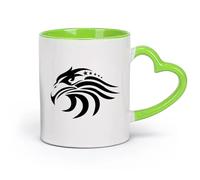 AYUEHBN Ceramics Ceramic Coffee Mug Eagle Head Bird Tribal American USA Symbol Stars （11oz/320ml） Great Gift for Lovers Green