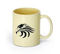 AYUEHBN Ceramics Ceramic Coffee Mug Eagle Head Bird Tribal American USA Symbol Stars （11oz/320ml） Great Gift for Lovers Beige