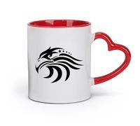 AYUEHBN Ceramics Ceramic Coffee Mug Eagle Head Bird Tribal American USA Symbol Stars （11oz/320ml） Great Gift for Lovers Red
