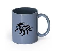 AYUEHBN Ceramics Ceramic Coffee Mug Eagle Head Bird Tribal American USA Symbol Stars （11oz/320ml） Great Gift for Lovers Blue-Gray