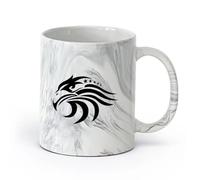 AYUEHBN Ceramics Ceramic Coffee Mug Eagle Head Bird Tribal American USA Symbol Stars （11oz/320ml） Great Gift for Lovers Marble Black