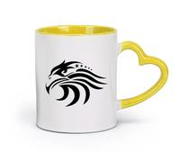 AYUEHBN Ceramics Ceramic Coffee Mug Eagle Head Bird Tribal American USA Symbol Stars （11oz/320ml） Great Gift for Lovers Yellow