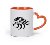 AYUEHBN Ceramics Ceramic Coffee Mug Eagle Head Bird Tribal American USA Symbol Stars （11oz/320ml） Great Gift for Lovers Orange