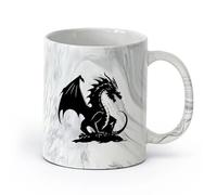 AYUEHBN Ceramics Ceramic Coffee Mug Flying Dragon Silhouette with Wings Mythology （11oz/320ml） Cappuccino, Latte Macchiato, Tea, Espresso Marble Black