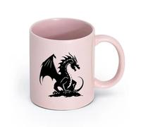 AYUEHBN Ceramics Ceramic Coffee Mug Flying Dragon Silhouette with Wings Mythology （11oz/320ml） Cappuccino, Latte Macchiato, Tea, Espresso Pink