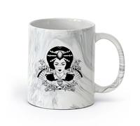 AYUEHBN Ceramics Ceramic Coffee Mug Geisha Flowers Tea Ceremony Drinking Oriental Teapot （11oz/320ml） Nice Xmas Gift Marble Black