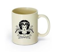 AYUEHBN Ceramics Ceramic Coffee Mug Geisha Flowers Tea Ceremony Drinking Oriental Teapot （11oz/320ml） Nice Xmas Gift Light Yellow