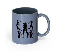 AYUEHBN Ceramics Ceramic Coffee Mug Japanese Fight Club Ninja Girls Fighting Training （11oz/320ml） and Mulled Drinks, Espresso Blue-Gray