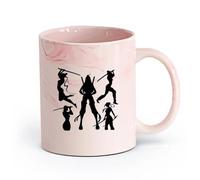 AYUEHBN Ceramics Ceramic Coffee Mug Japanese Fight Club Ninja Girls Fighting Training （11oz/320ml） and Mulled Drinks, Espresso Marble Pink