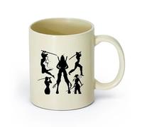 AYUEHBN Ceramics Ceramic Coffee Mug Japanese Fight Club Ninja Girls Fighting Training （11oz/320ml） and Mulled Drinks, Espresso Light Yellow
