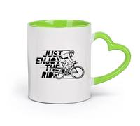 AYUEHBN Ceramics Ceramic Coffee Mug Just Enjoy The Ride Bicycle Cyclist Sports （11oz/320ml） & Durable - Microwave & Dishwasher Safe Green
