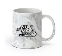 AYUEHBN Ceramics Ceramic Coffee Mug Just Enjoy The Ride Bicycle Cyclist Sports （11oz/320ml） Stylish & Durable - Microwave & Dishwasher Safe Marble Black