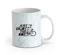 AYUEHBN Ceramics Ceramic Coffee Mug Just Enjoy The Ride Bicycle Cyclist Sports （11oz/320ml） Stylish & Durable - Microwave & Dishwasher Safe Marble Blue