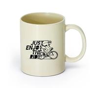 AYUEHBN Ceramics Ceramic Coffee Mug Just Enjoy The Ride Bicycle Cyclist Sports （11oz/320ml） Stylish & Durable - Microwave & Dishwasher Safe Light Yellow