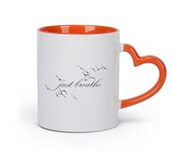 AYUEHBN Ceramics Ceramic Coffee Mug Motivation Inspirational Words Just Breathe Yoga Meditation （11oz/320ml） for Home or Work Orange