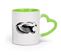 AYUEHBN Ceramics Ceramic Coffee Mug Snake Predator Head Animal Fangs Teeth Bite （11oz/320ml） & Durable - Microwave & Dishwasher Safe Green