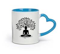 AYUEHBN Ceramics Ceramic Coffee Mug Spiritual Life Sitting Buddha Lotus Pose Yoga （11oz/320ml） Dishwasher Microwave Safe,for Office and Home Blue
