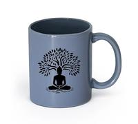 AYUEHBN Ceramics Ceramic Coffee Mug Spiritual Life Sitting Buddha Lotus Pose Yoga （11oz/320ml） Dishwasher Microwave Safe,for Office and Home Blue-Gray