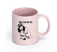 AYUEHBN Ceramics Ceramic Coffee Mug We Can Do It Pin Up Beauty Girl Power Retro Woman （11oz/320ml） for Espresso, Tea- Set Pink