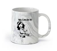 AYUEHBN Ceramics Ceramic Coffee Mug We Can Do It Pin Up Beauty Girl Power Retro Woman （11oz/320ml） for Espresso, Tea- Set Marble Black