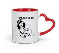 AYUEHBN Ceramics Ceramic Coffee Mug We Can Do It Pin Up Beauty Girl Power Retro Woman （11oz/320ml） for Espresso, Tea- Set Red