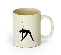 AYUEHBN Ceramics Ceramic Coffee Mug Yoga Pose Beautiful Girl Healthy Life Sports （11oz/320ml） Ceramic Coffee Mug for Cappuccino Tea, Milk, Light Yellow