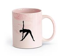 AYUEHBN Ceramics Ceramic Coffee Mug Yoga Pose Beautiful Girl Healthy Life Sports （11oz/320ml） Ceramic Coffee Mug for Cappuccino Tea, Milk, Marble Pink