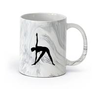AYUEHBN Ceramics Ceramic Coffee Mug Yoga Pose Beautiful Girl Healthy Life Sports （11oz/320ml） Ceramic Coffee Mug for Cappuccino Tea, Milk, Marble Black