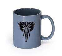 AYUEHBN Ceramics Ceramic Cup Abstract Geometric Elephant Head Polygon African Animal Wildlife （11oz/320ml） for Home or Work Blue-Gray
