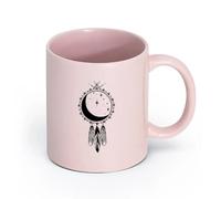 AYUEHBN Ceramics Ceramic Cup Bedroom Moon Stars Night Ethnic Dreamcatcher （11oz/320ml） for Coffee, Soup, Tea, Milk, Latte, hot Cocoa, Ladies, Men Pink
