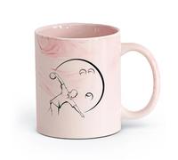 AYUEHBN Ceramics Ceramic Cup for Coffee Tea Cocoa Bowler Bowling Ball Player Man （11oz/320ml） Dishwasher Microwave Safe,for Office and Home Marble Pink