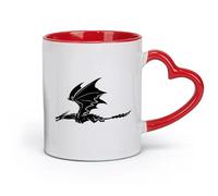 AYUEHBN Ceramics Ceramic Cup for Coffee Tea Cocoa Dragon Flying Fantasy Monsters （11oz/320ml） Cappuccino, Latte Macchiato, Tea, Espresso Red