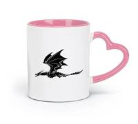 AYUEHBN Ceramics Ceramic Cup for Coffee Tea Cocoa Dragon Flying Fantasy Monsters （11oz/320ml） Cappuccino, Latte Macchiato, Tea, Espresso Pink