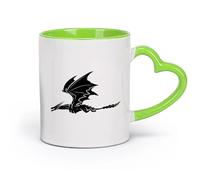 AYUEHBN Ceramics Ceramic Cup for Coffee Tea Cocoa Dragon Flying Fantasy Monsters （11oz/320ml） Cappuccino, Latte Macchiato, Tea, Espresso Green