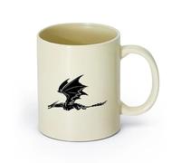 AYUEHBN Ceramics Ceramic Cup for Coffee Tea Cocoa Dragon Flying Fantasy Monsters （11oz/320ml） Cappuccino, Latte Macchiato, Tea, Espresso Light Yellow