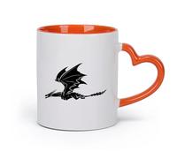 AYUEHBN Ceramics Ceramic Cup for Coffee Tea Cocoa Dragon Flying Fantasy Monsters （11oz/320ml） Cappuccino, Latte Macchiato, Tea, Espresso Orange