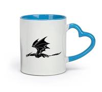 AYUEHBN Ceramics Ceramic Cup for Coffee Tea Cocoa Dragon Flying Fantasy Monsters （11oz/320ml） Cappuccino, Latte Macchiato, Tea, Espresso Blue