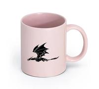 AYUEHBN Ceramics Ceramic Cup for Coffee Tea Cocoa Dragon Flying Fantasy Monsters （11oz/320ml） Cappuccino, Latte Macchiato, Tea, Espresso Pink
