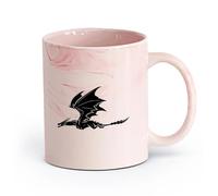 AYUEHBN Ceramics Ceramic Cup for Coffee Tea Cocoa Dragon Flying Fantasy Monsters （11oz/320ml） Cappuccino, Latte Macchiato, Tea, Espresso Marble Pink