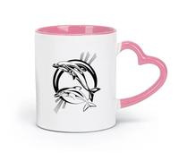 AYUEHBN Ceramics Ceramic Cup for Home and Office Dolphins Marine Animals Ocean （11oz/320ml） Office, Home, Café, Dishwasher & Microwave Safe Pink