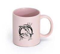 AYUEHBN Ceramics Ceramic Cup for Home and Office Dolphins Marine Animals Ocean （11oz/320ml） Office, Home, Café, Dishwasher & Microwave Safe Pink